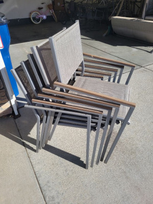 Metal mesh stackable patio chairs