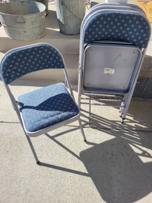 Grey Wedgewood Meco Folding chairs