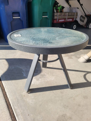 Small black metal patio end table