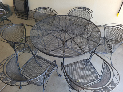 6 chair wrought iron patio set